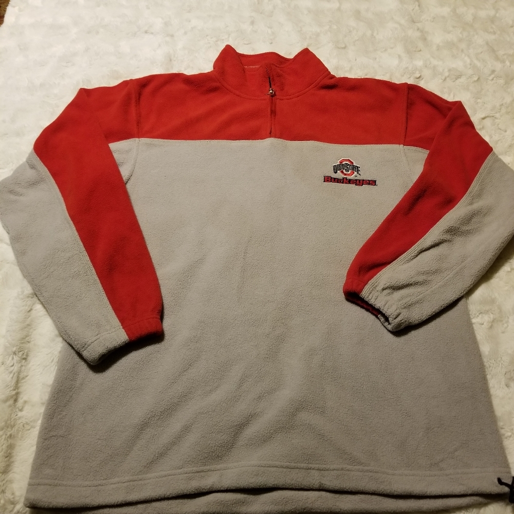 Ohio State Buckeyes Gray Red Pullover Size Large Fleece NCAA